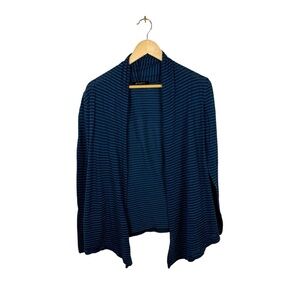 Grayson Women’s Open Semi-Sheer Striped Cardigan in Blue Size S